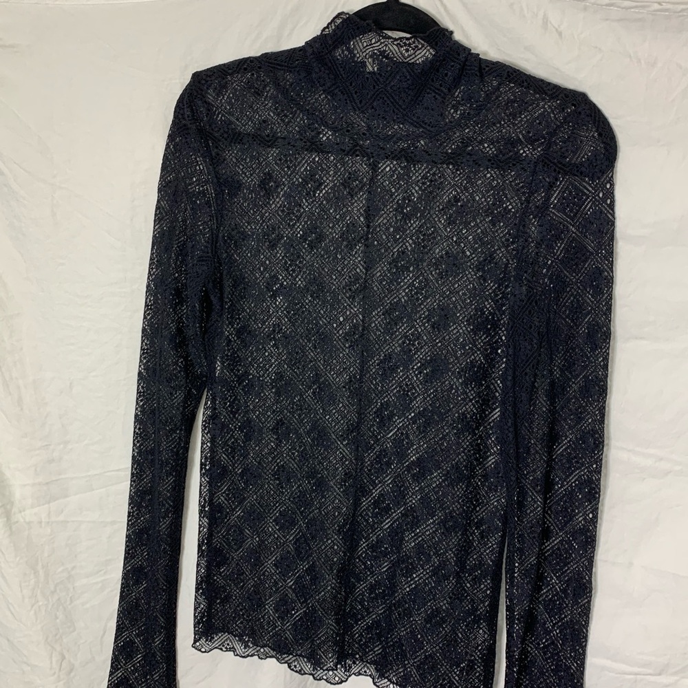 Black sheer lace turtleneck